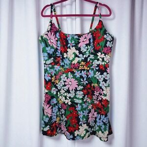 Old Navy Black Floral Mini Dress with Multicolor Blooms